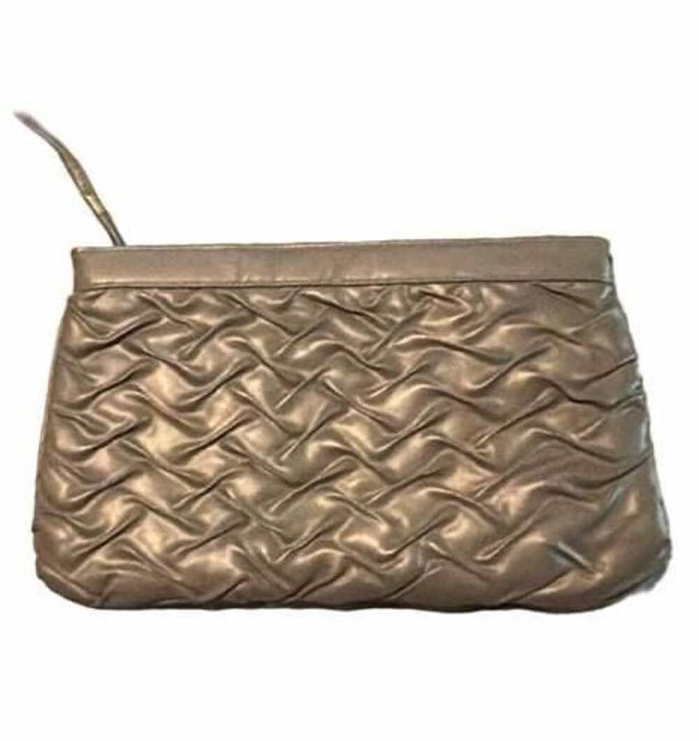 Gray Woven Leather Clutch Wristlet Purse